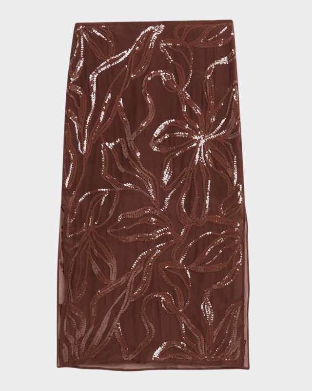 Sequined Georgette Midi Skirt